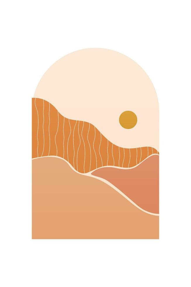 Boho Background Illustration. Abstract Landscape Background vector