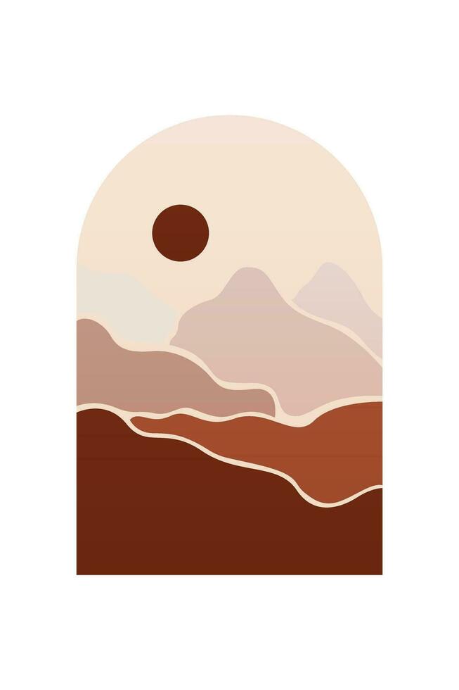 Boho Background Illustration. Abstract Landscape Background vector