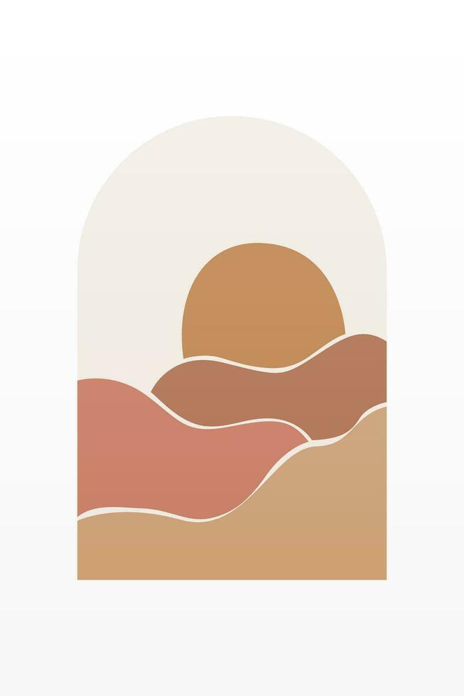 Boho Background Illustration. Abstract Landscape Background vector