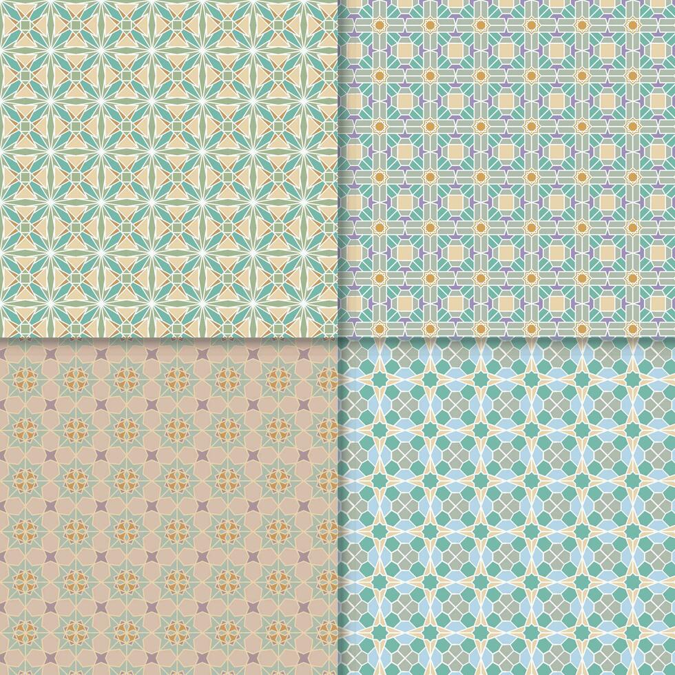Four seamless color block patterns, background vector