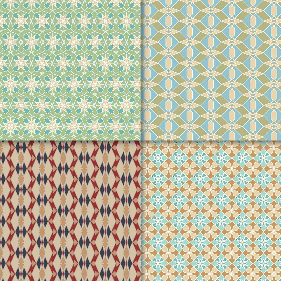 Four seamless color block patterns, background vector