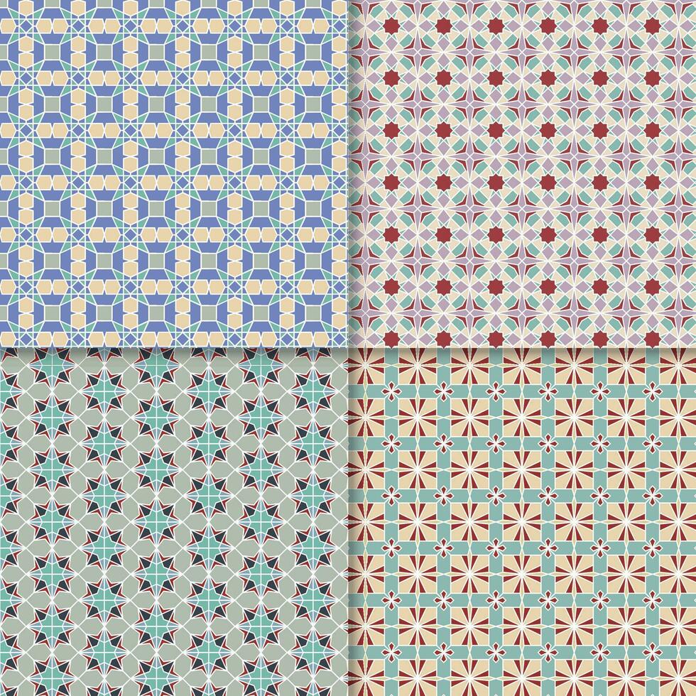 Four seamless color block patterns, background vector