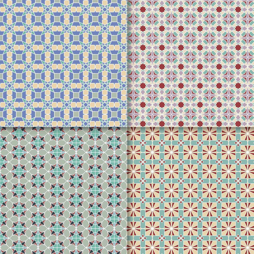 Four seamless color block patterns, background vector