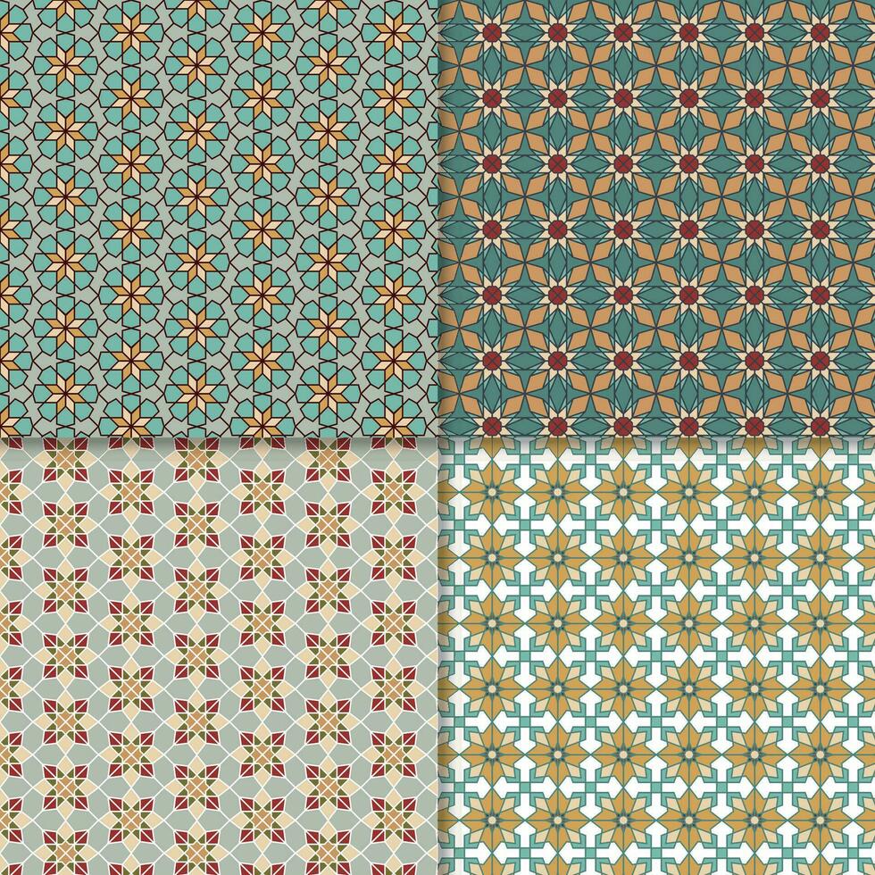 Four seamless color block patterns, background vector