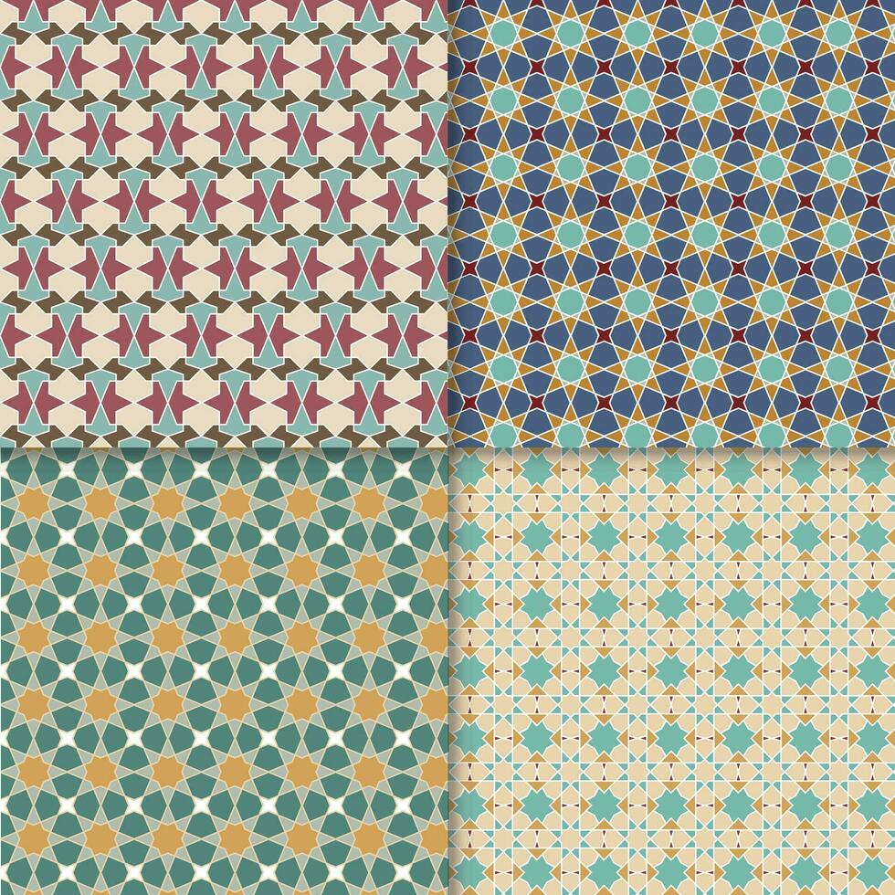 Four seamless color block patterns, background vector