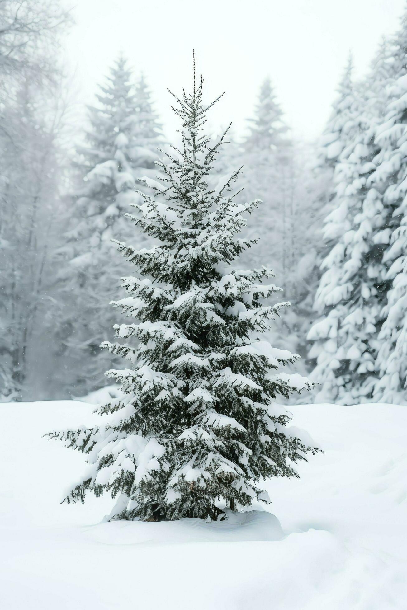 Pine Trees Or Decorated Christmas Tree Covered By Snow On Beautiful Pine Trees Or Decorated Christmas Tree Covered By Snow On Beautiful