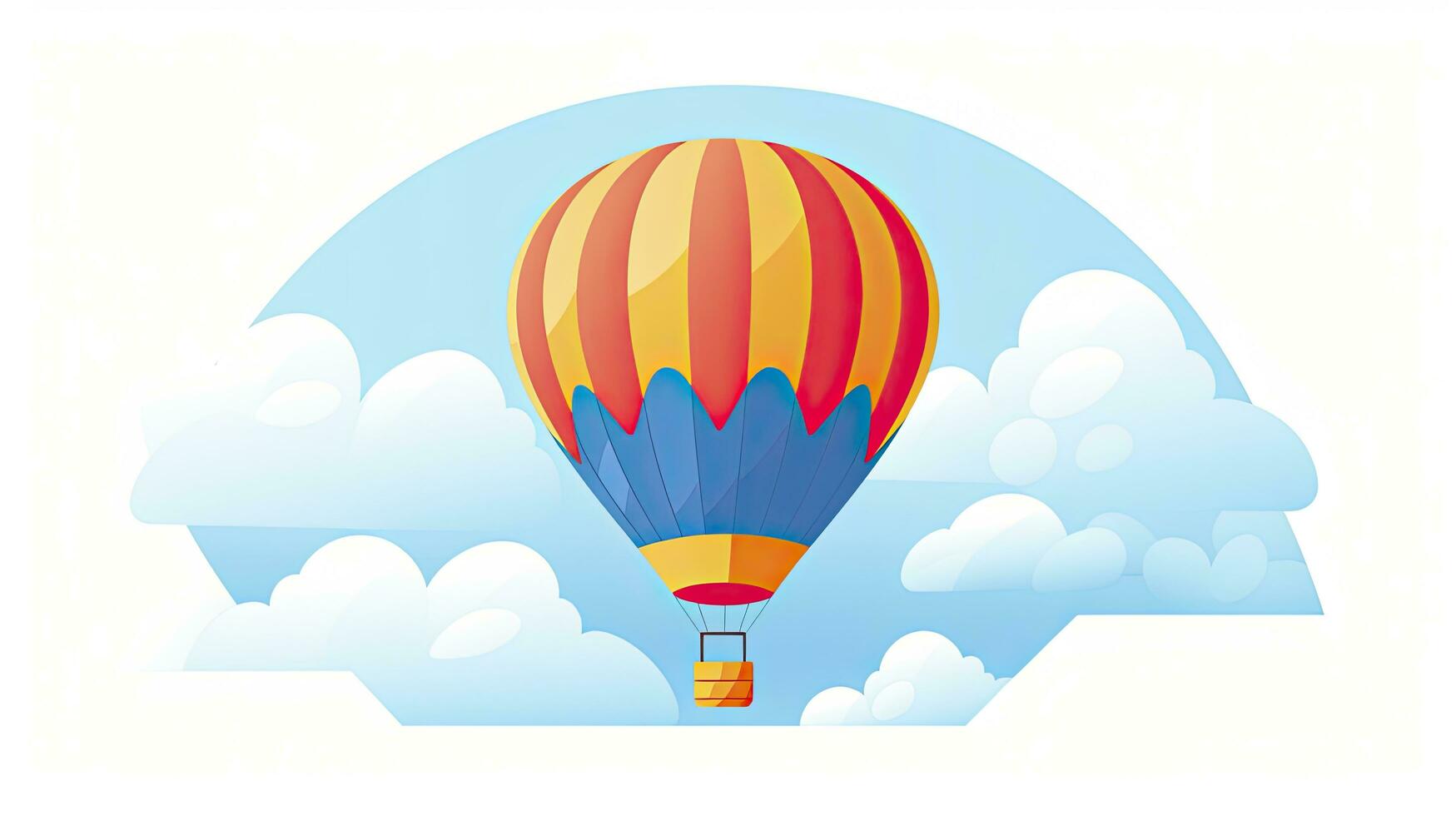 AI generated Minimalist UI illustration of a hot air balloon floating in the sky in a flat illustration on a white background photo