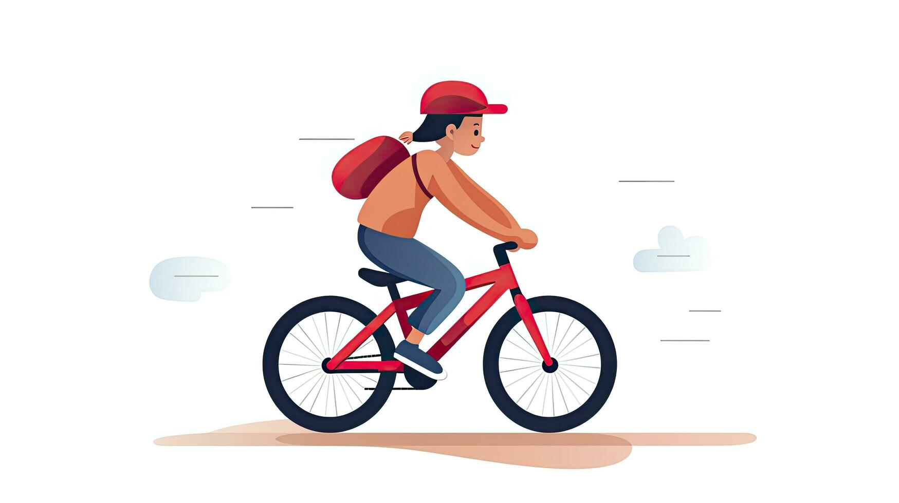 AI generated Minimalist UI illustration of a child learning to ride a bike in a flat illustration on a white background photo