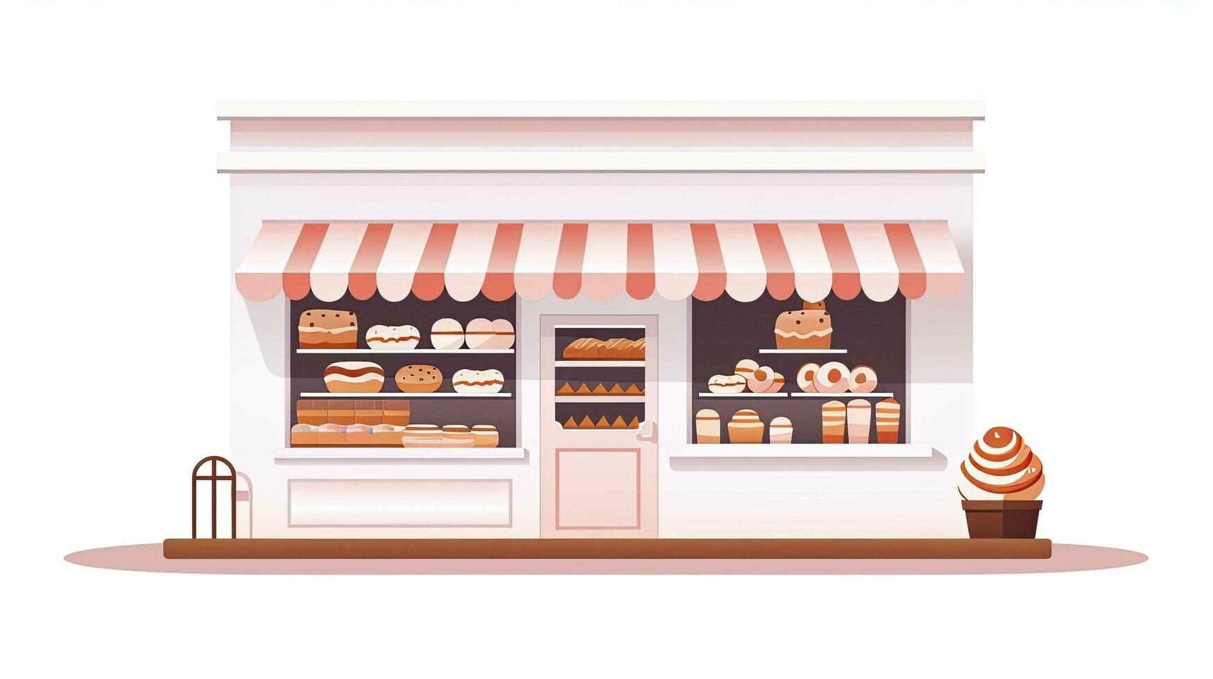 AI generated Charming Bakery Storefront Illustration - Minimalist Design with Displayed Pastries photo