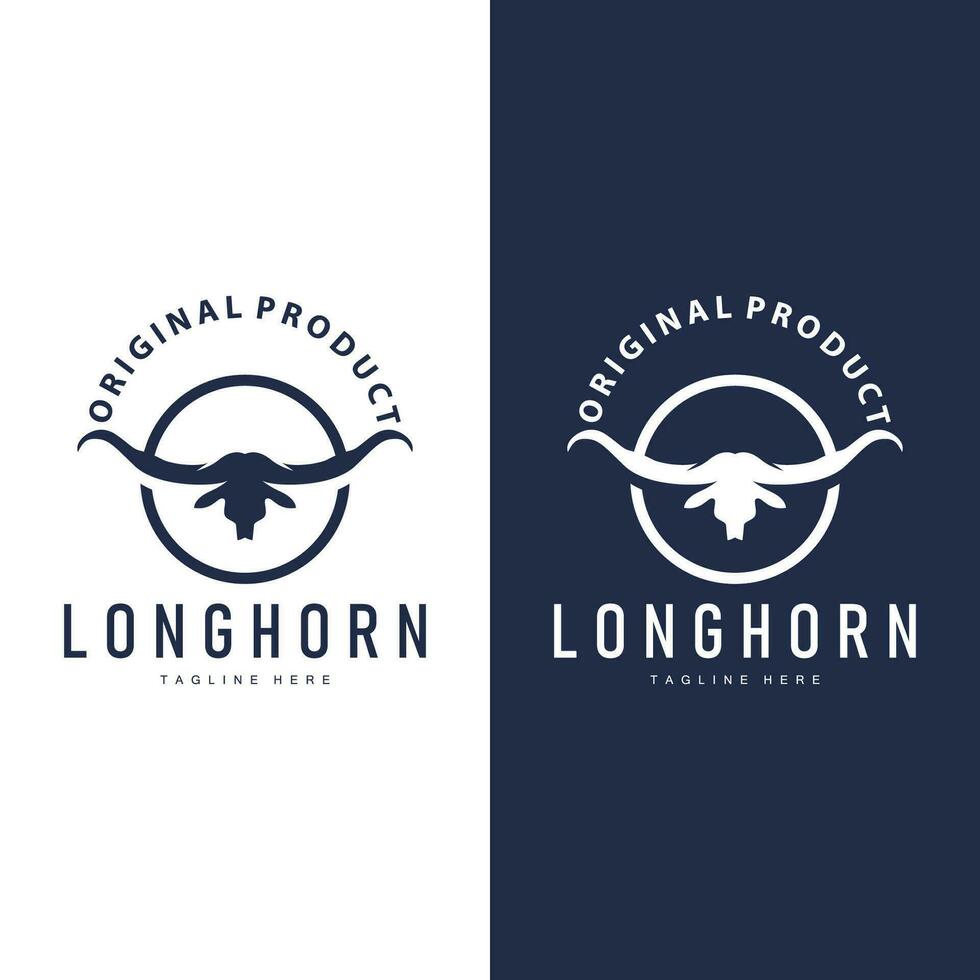 Longhorn logo antiguo Clásico diseño Oeste país Texas toro cuerno vector