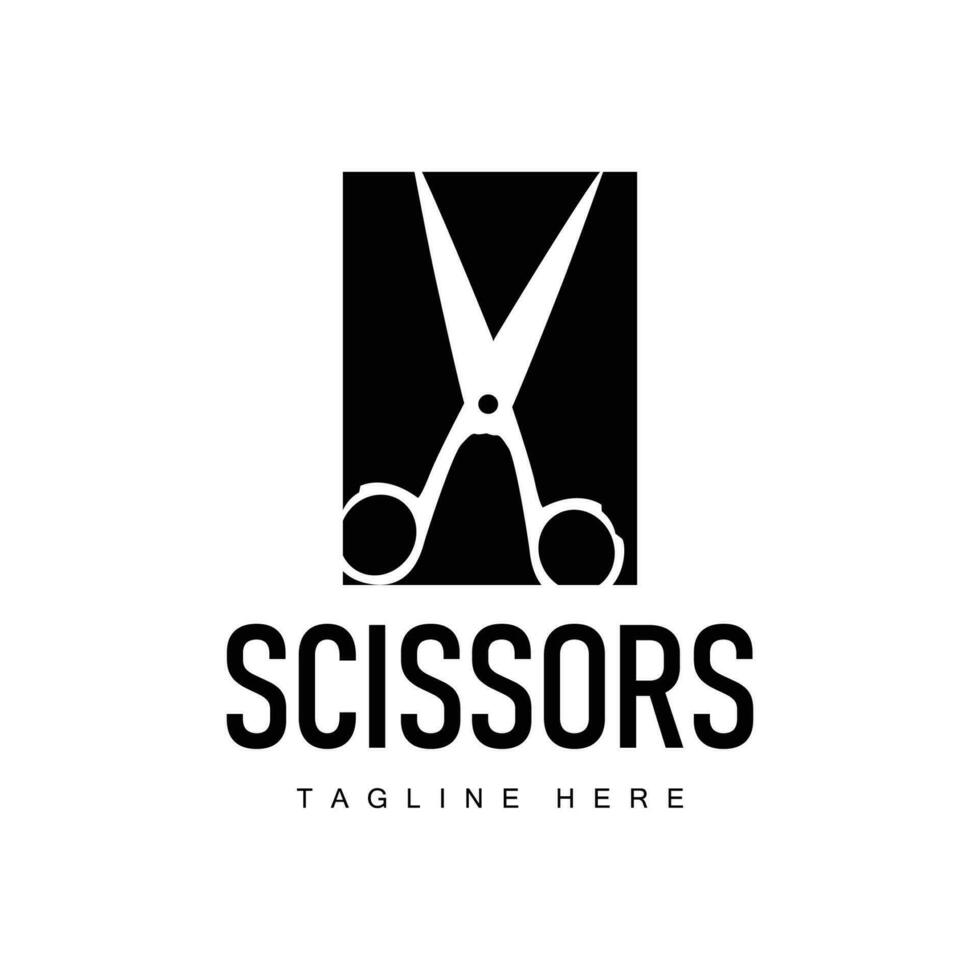 Barber tool scissors logo cutting tool vector, scissors simple background icon symbol design vector