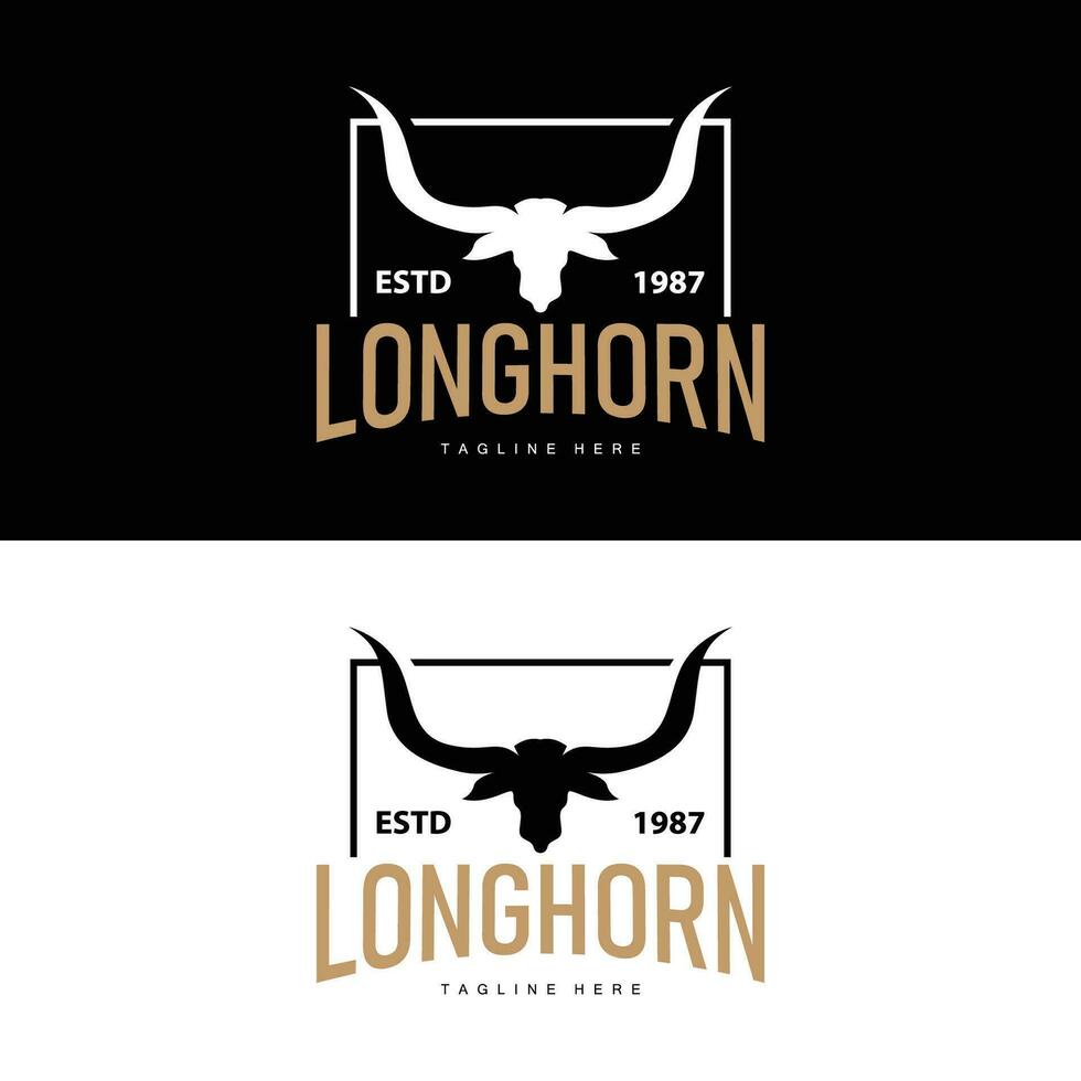 Longhorn Logo Old Vintage Design West Country Texas Bull Horn vector