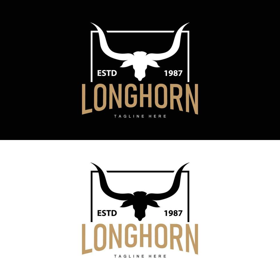 Longhorn logo antiguo Clásico diseño Oeste país Texas toro cuerno vector