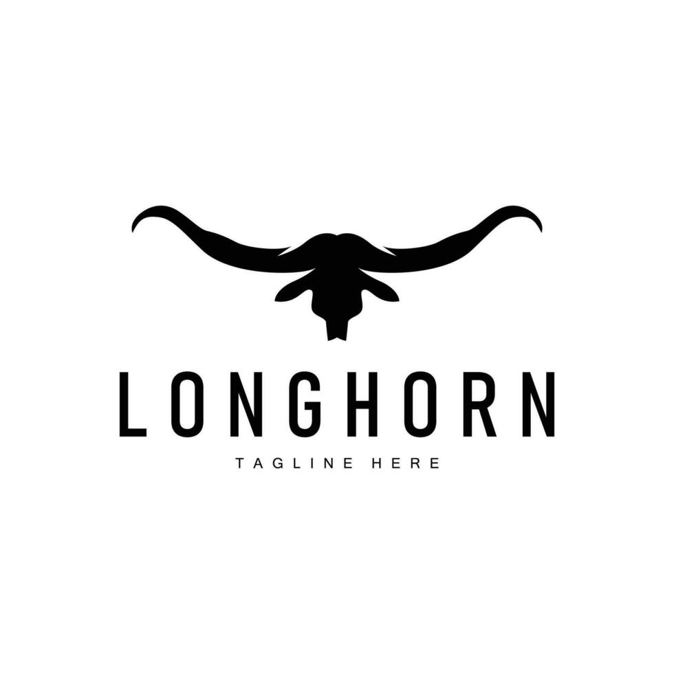 Longhorn logo antiguo Clásico diseño Oeste país Texas toro cuerno vector