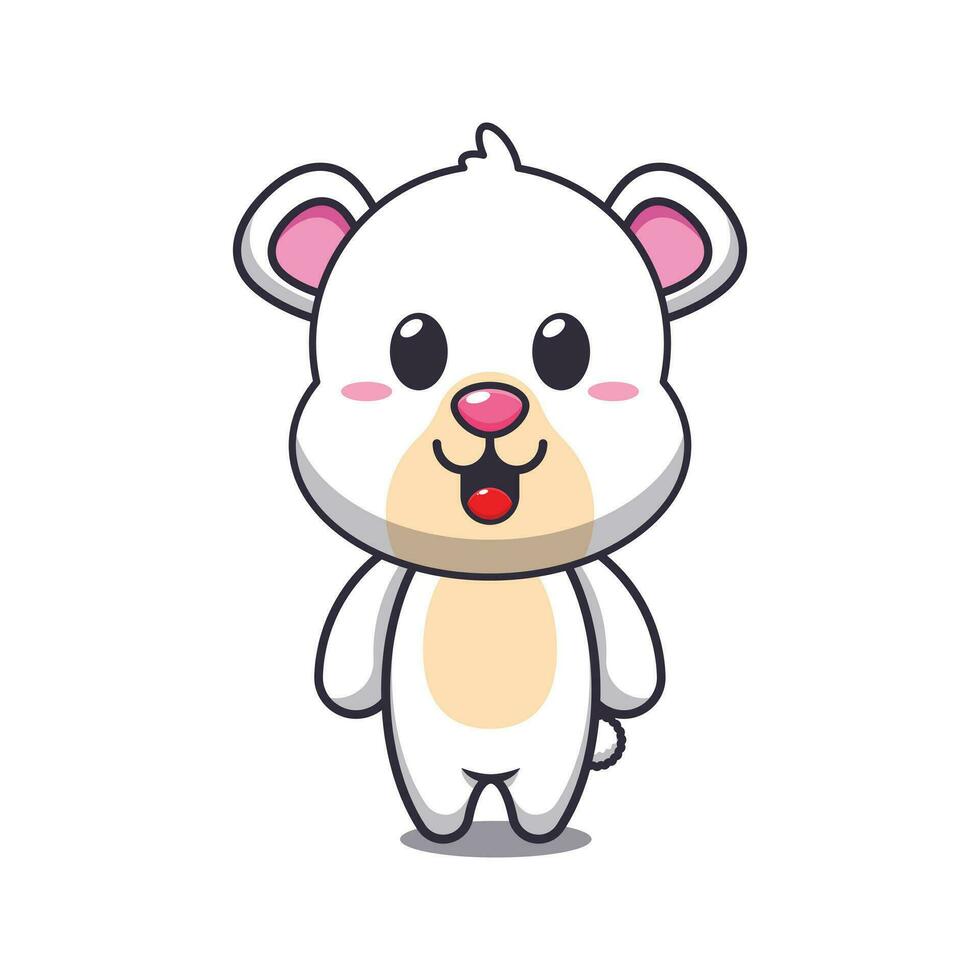 Cute polar bear cartoon vector illustration.