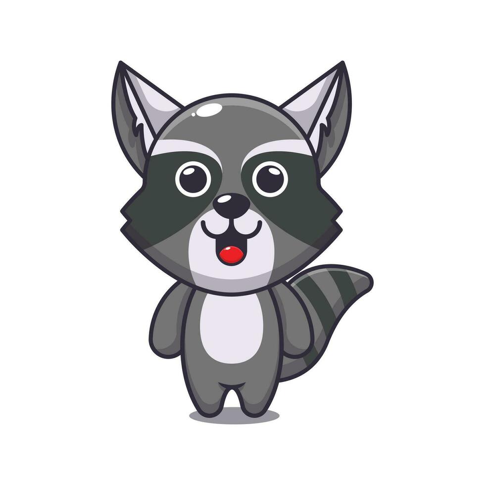 Cute raccoon cartoon vector illustration.