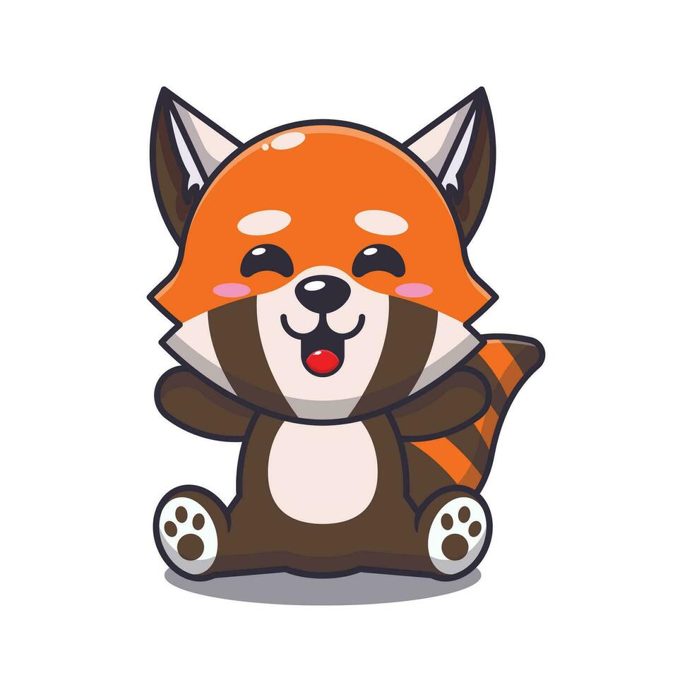 Cute red panda cartoon vector illustration.