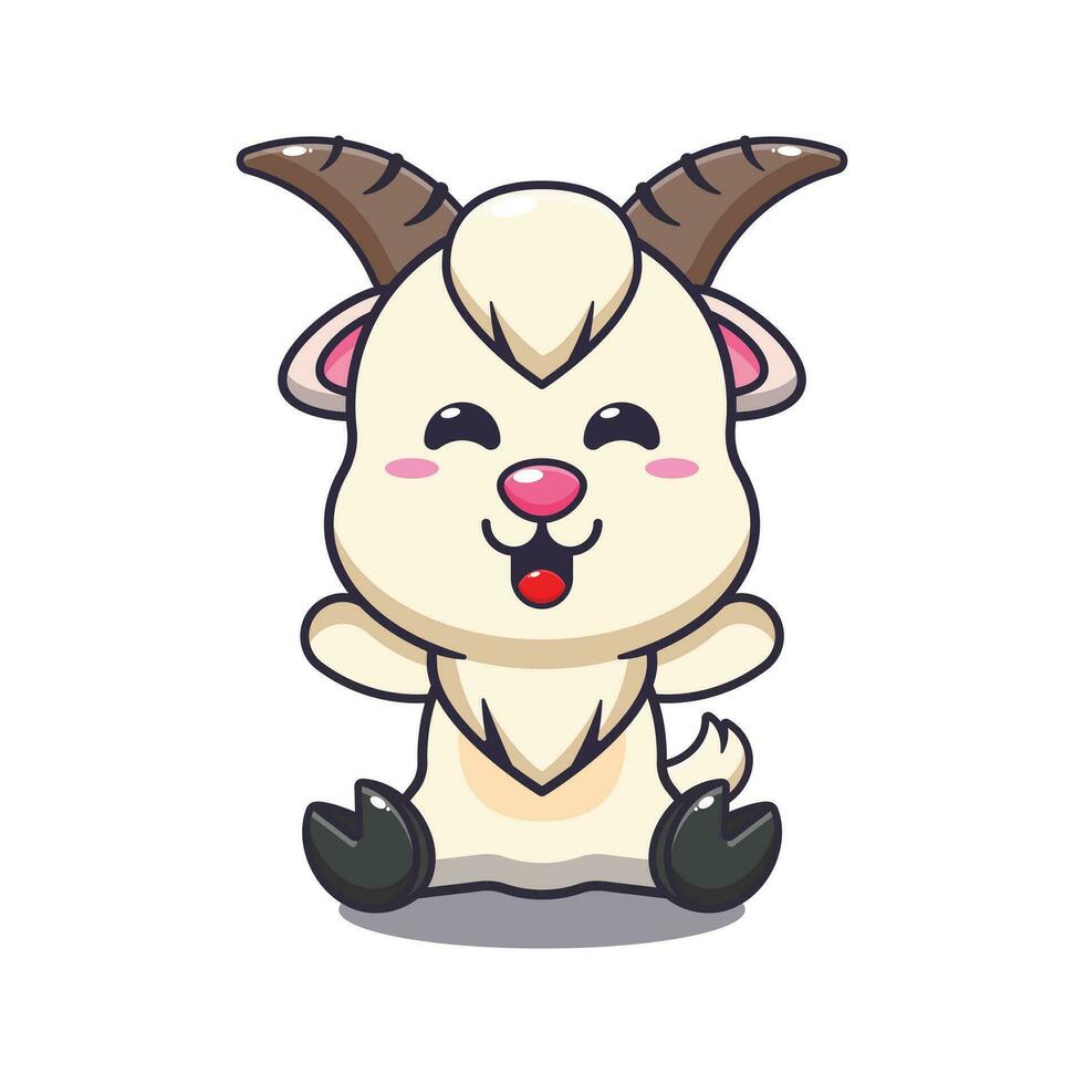Cute goat cartoon vector illustration.