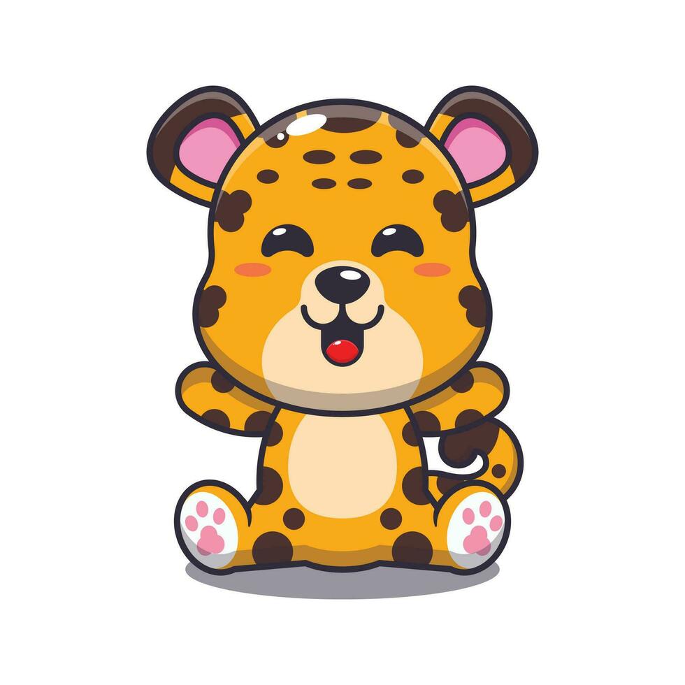 Cute leopard cartoon vector illustration.