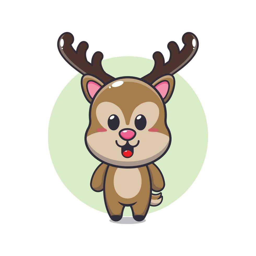 Cute deer cartoon vector illustration.