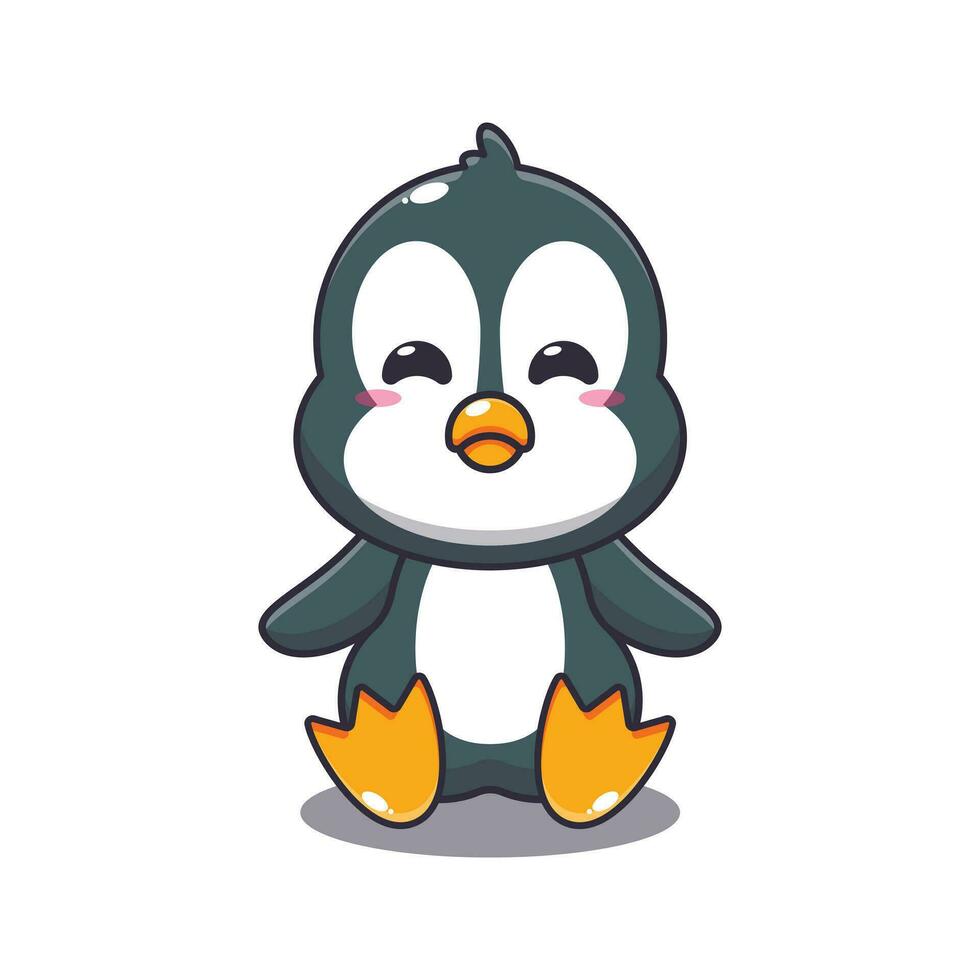 Cute penguin cartoon vector illustration.