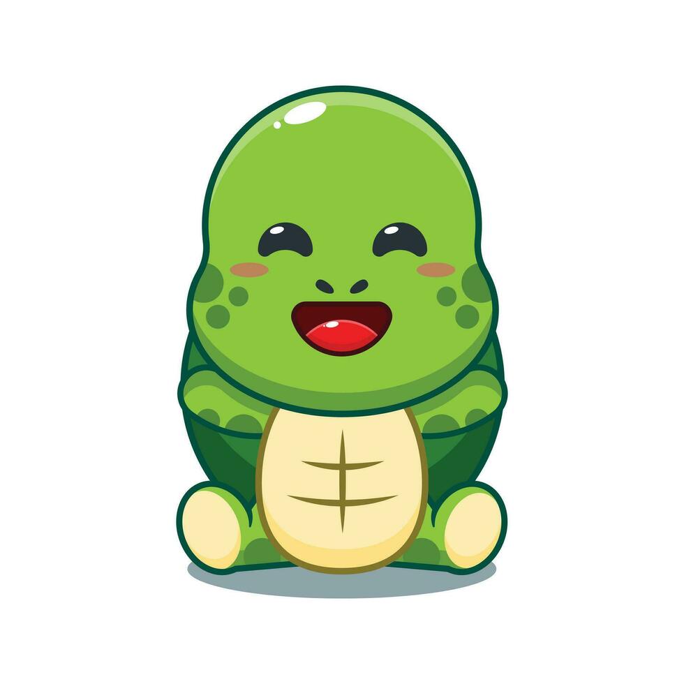 Cute turtle cartoon vector illustration.