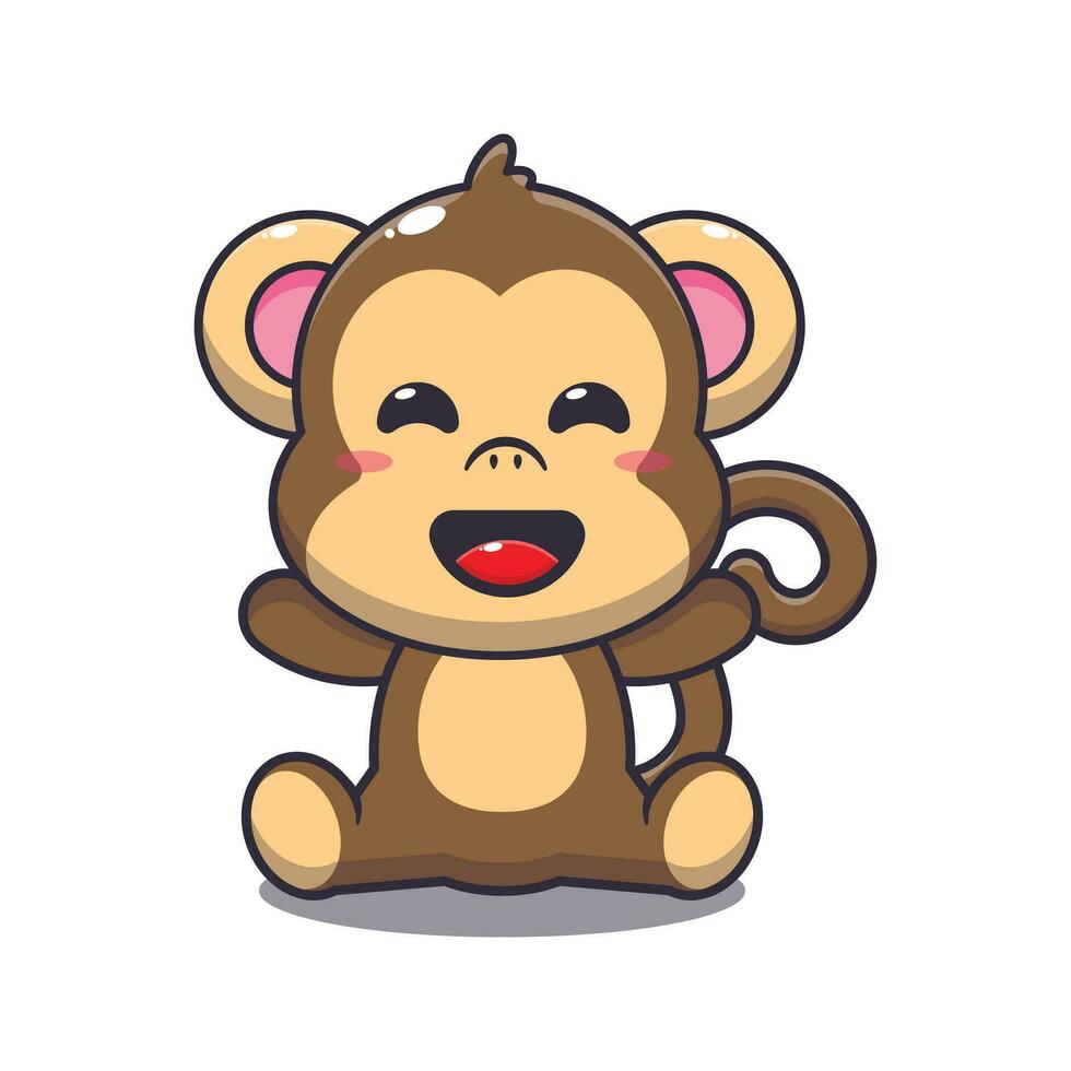 Cute monkey cartoon vector illustration.