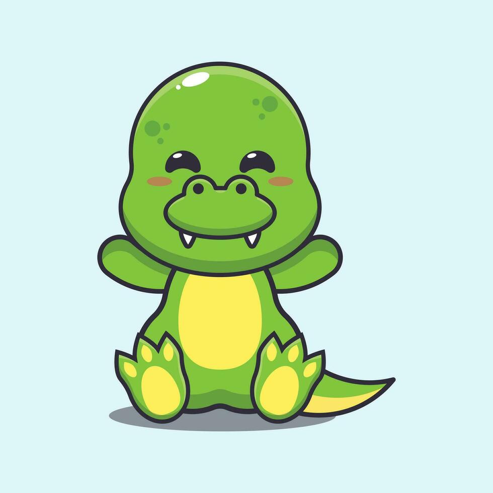 Cute dino cartoon vector illustration.