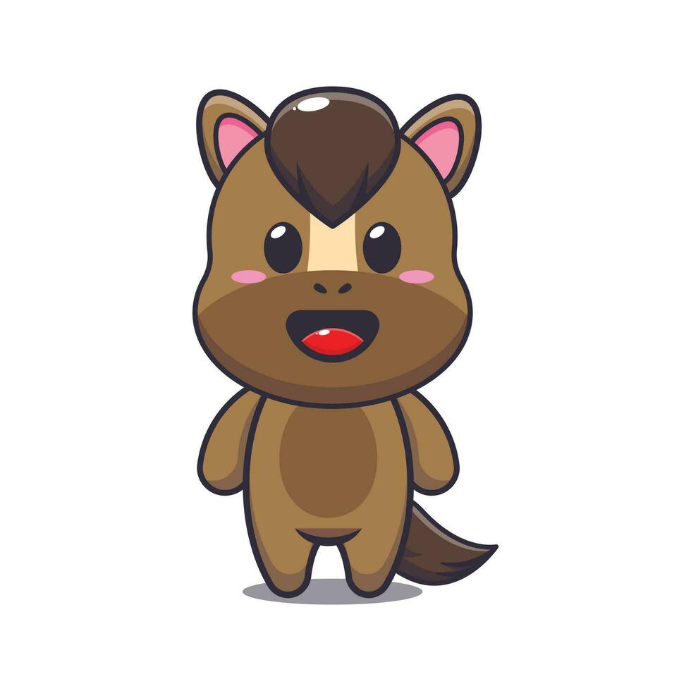Cute horse cartoon vector illustration.