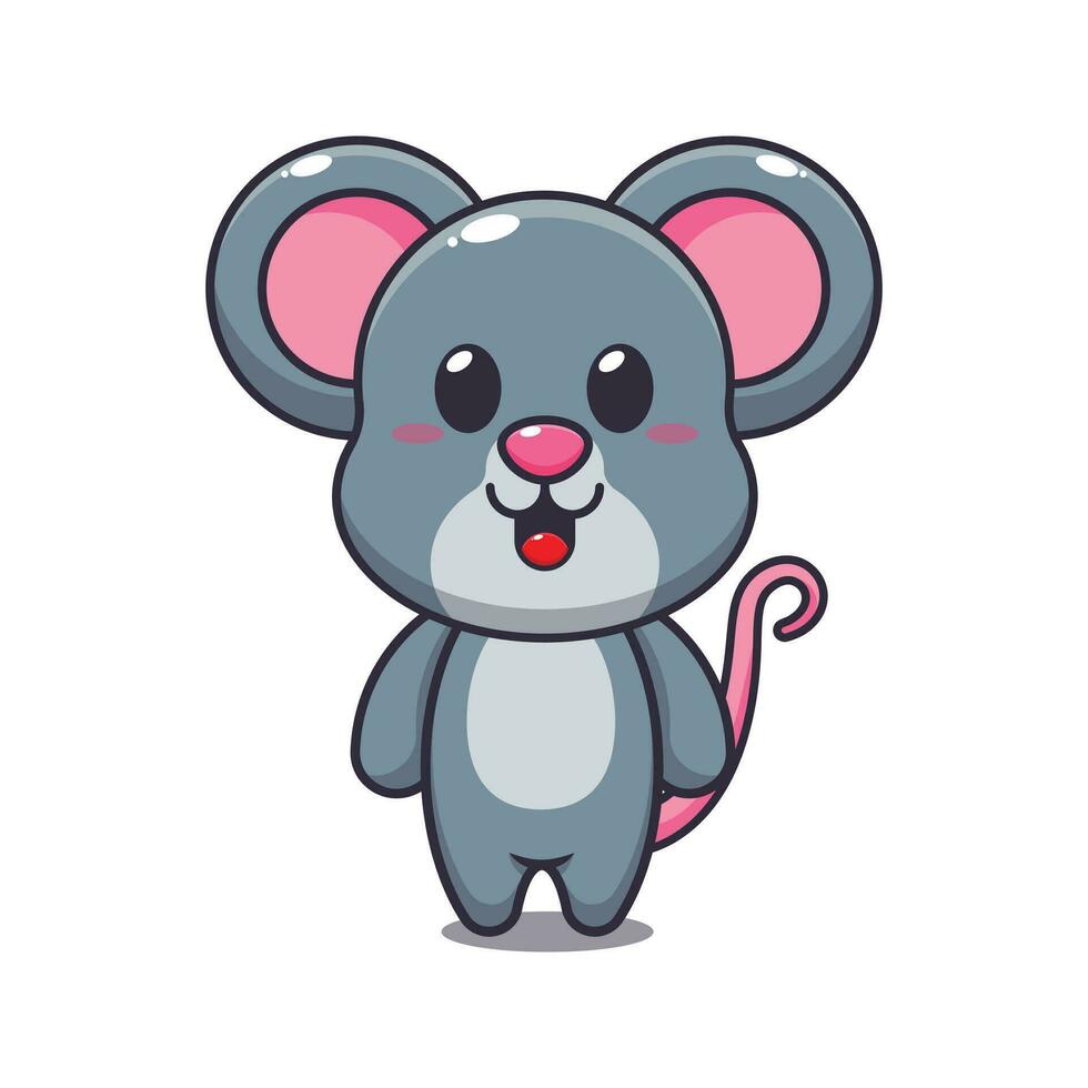 Cute mouse cartoon vector illustration.