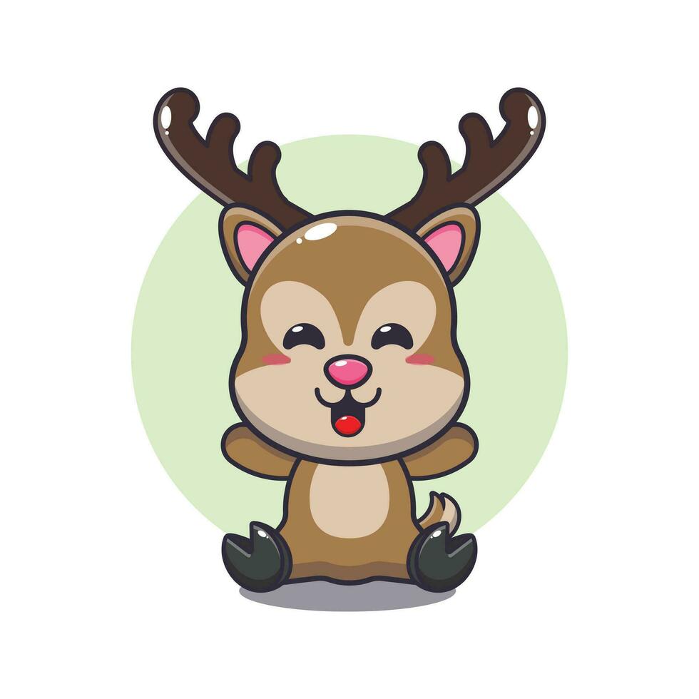 Cute deer cartoon vector illustration.