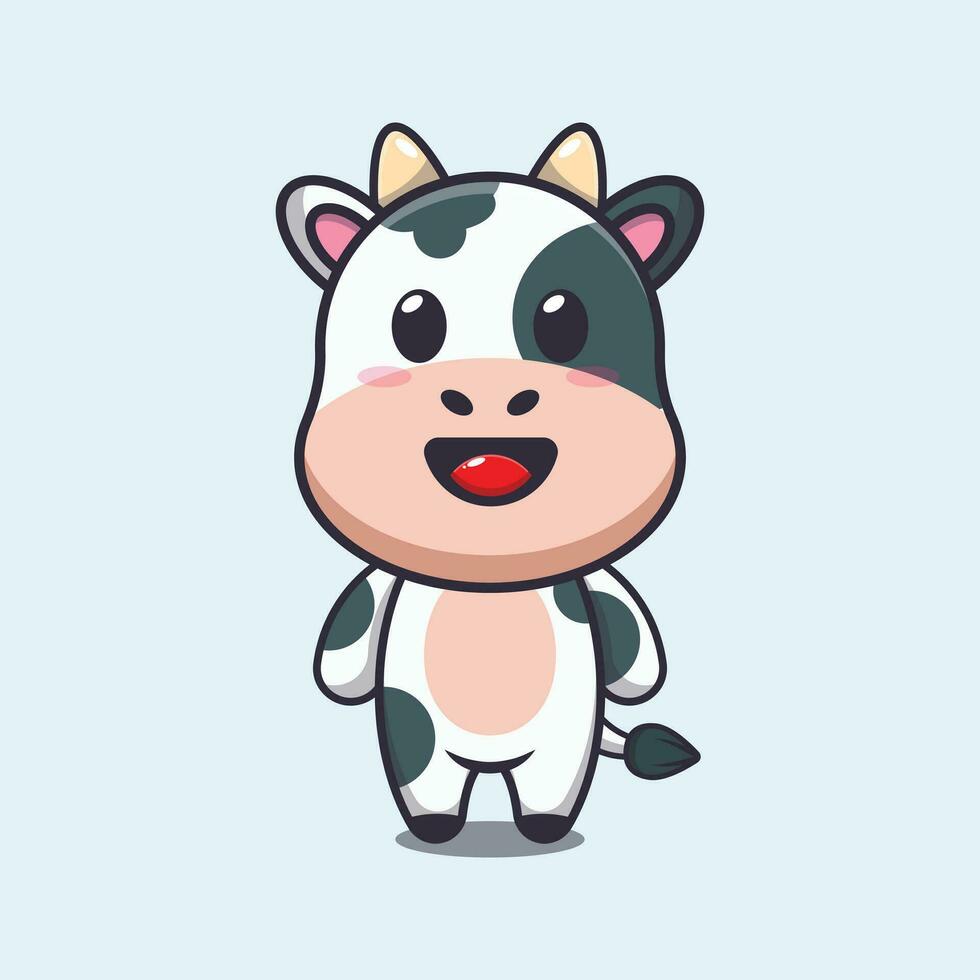 Cute cow cartoon vector illustration.