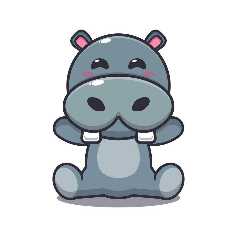 Cute hippo cartoon vector illustration.