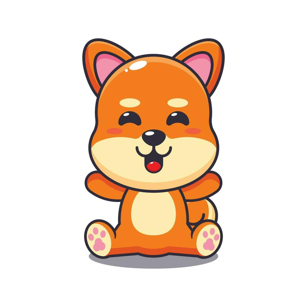 linda shiba inu dibujos animados vector ilustración.