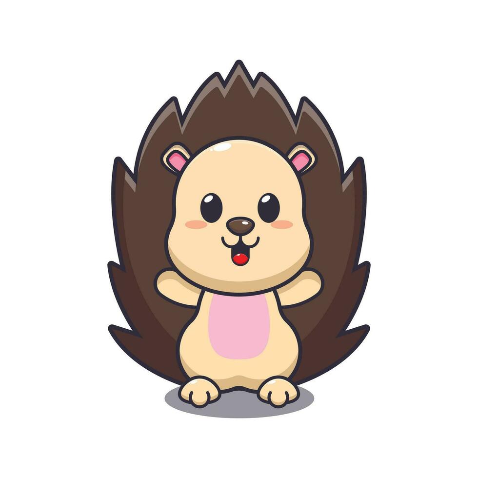 Cute hedgehog cartoon vector illustration.