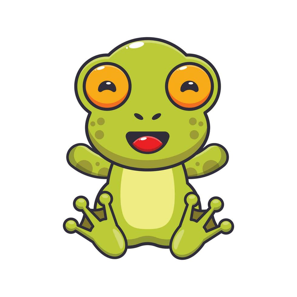 Cute frog cartoon vector illustration.