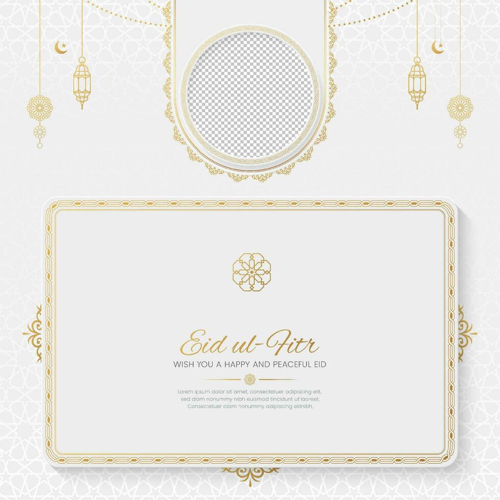 eid Alabama fitr Mubarak islámico blanco y dorado social medios de comunicación enviar modelo vector