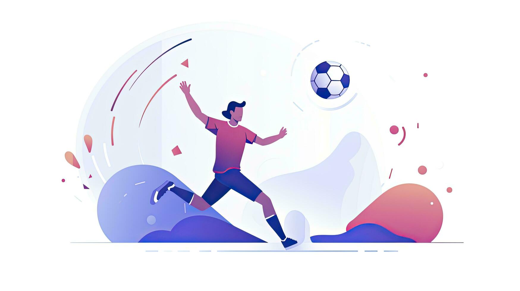 AI generated Minimalist UI illustration of a football player scoring a goal in a flat illustration style on a white background photo