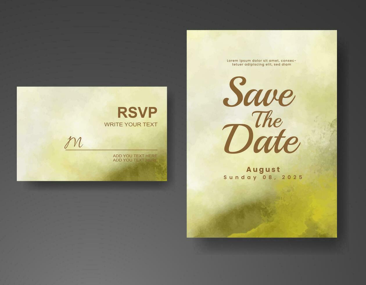 Wedding invitation with abstract watercolor background vector