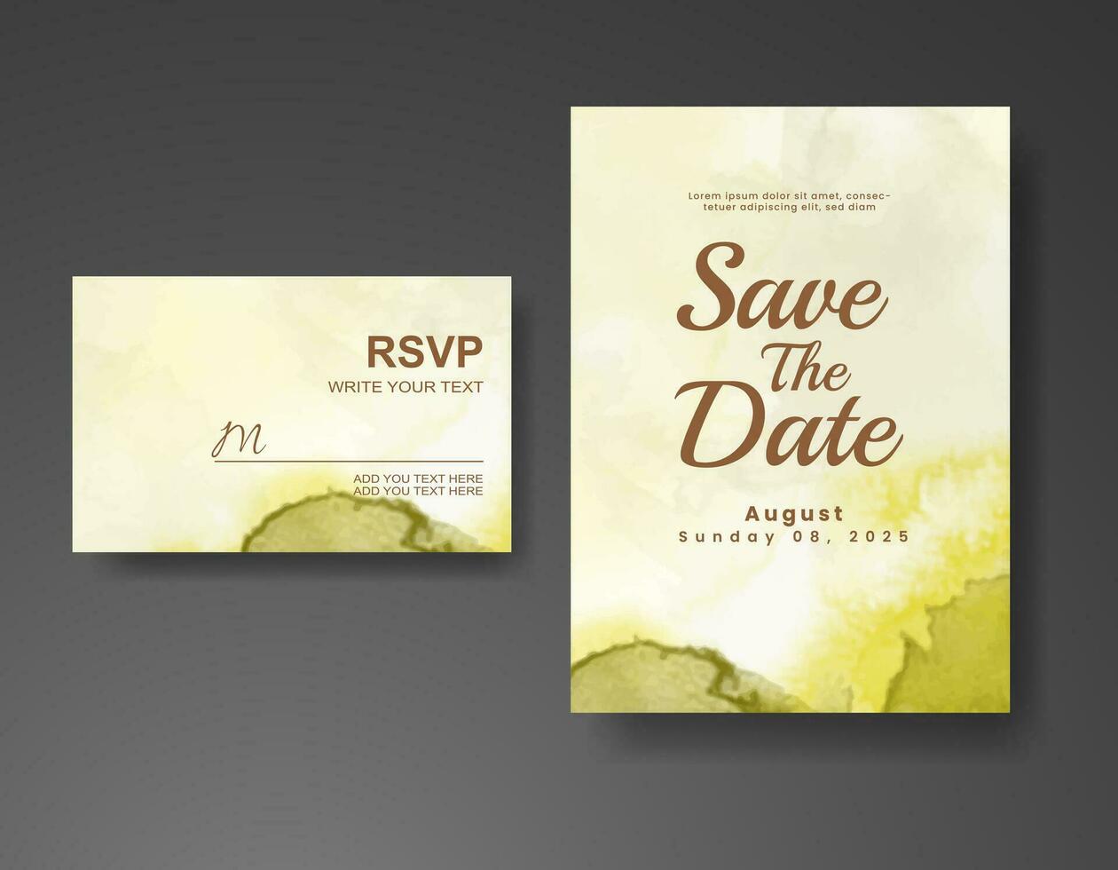 Wedding invitation with abstract watercolor background vector