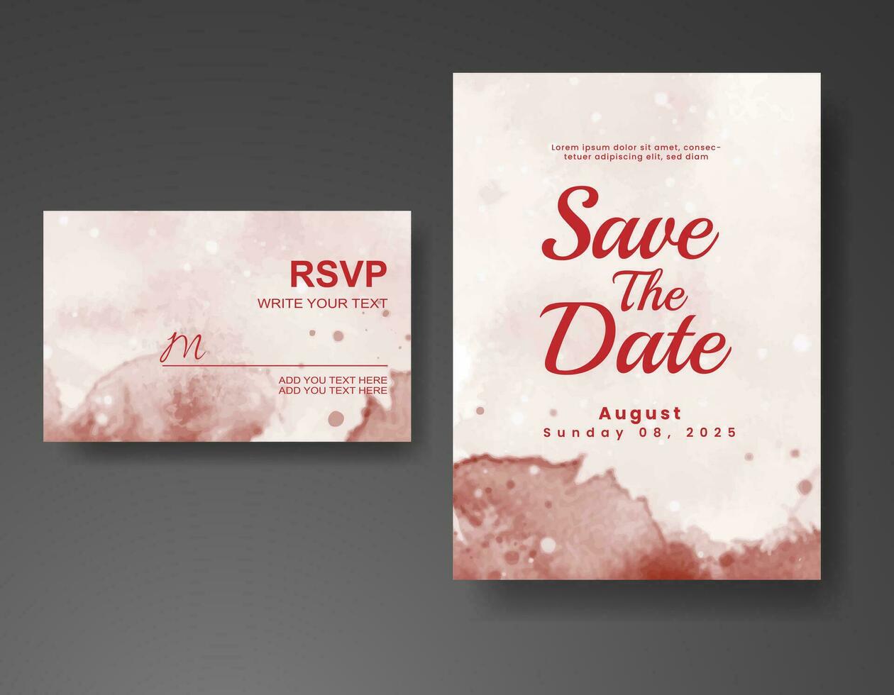 Wedding invitation with abstract watercolor background vector