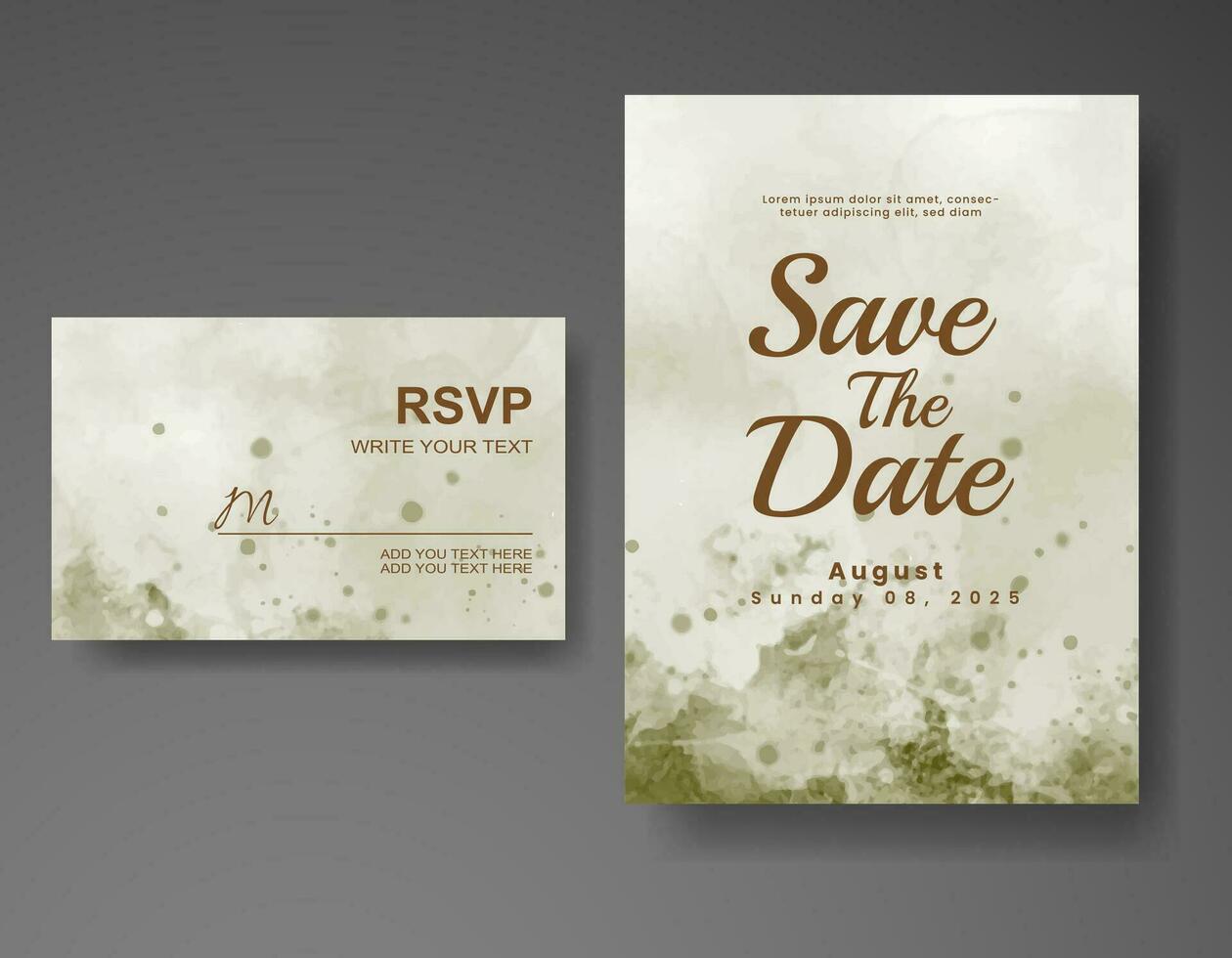 Wedding invitation with abstract watercolor background vector