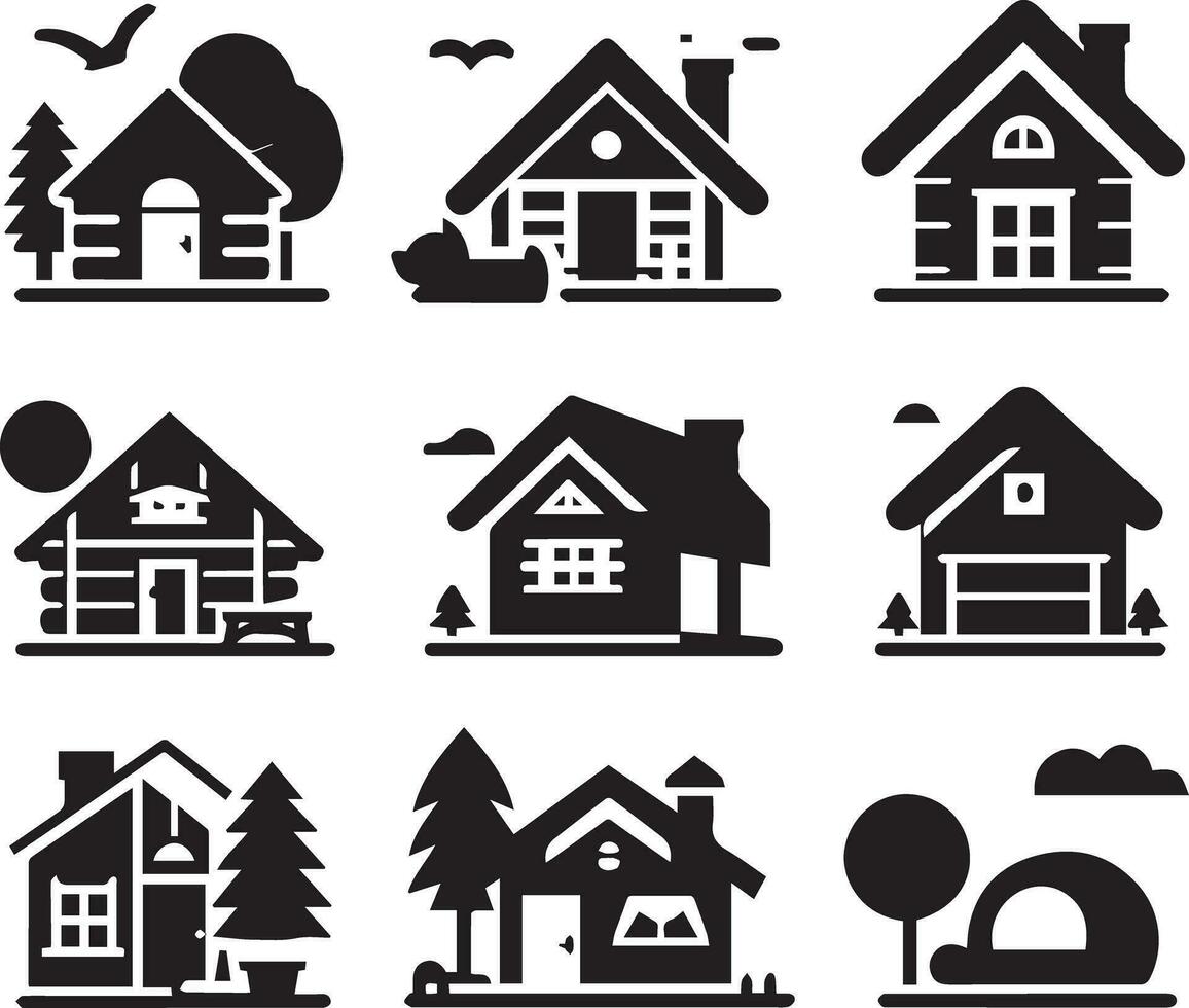 House Icon Set. Home vector illustration symbol