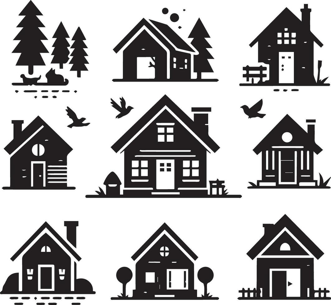 House Icon Set. Home vector illustration symbol