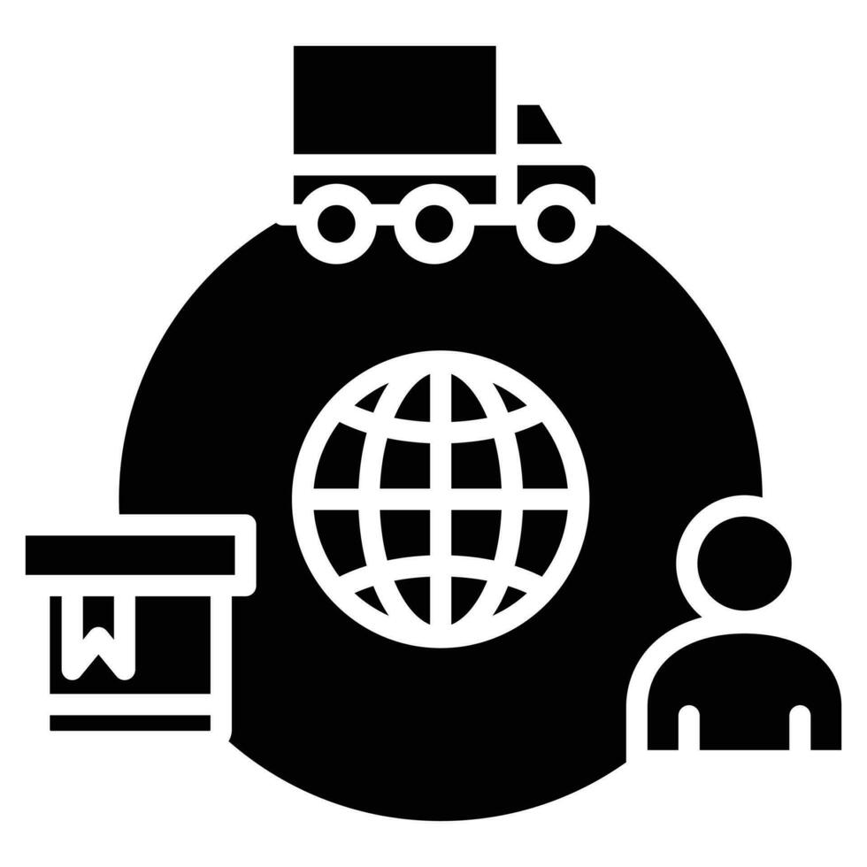 suministro cadena globalización icono línea vector ilustración