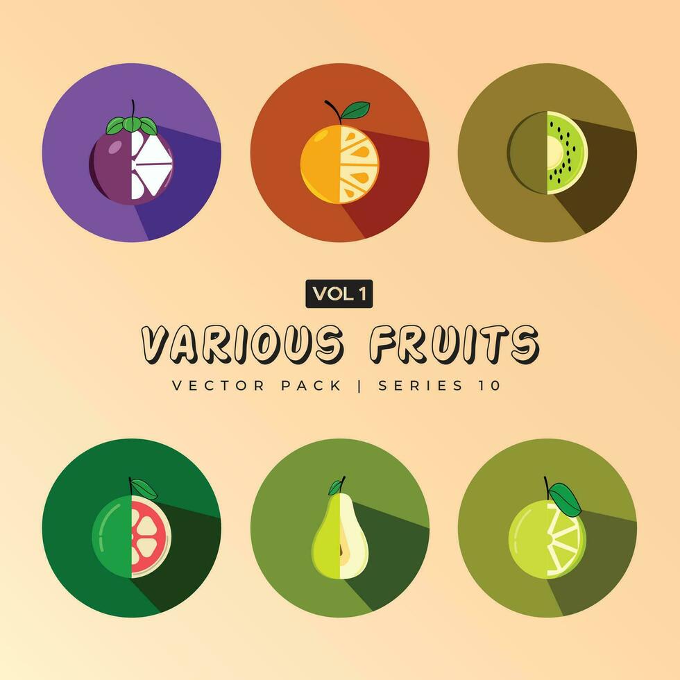 All popular fruits Vector illustrations like avocado watermelon orange banana