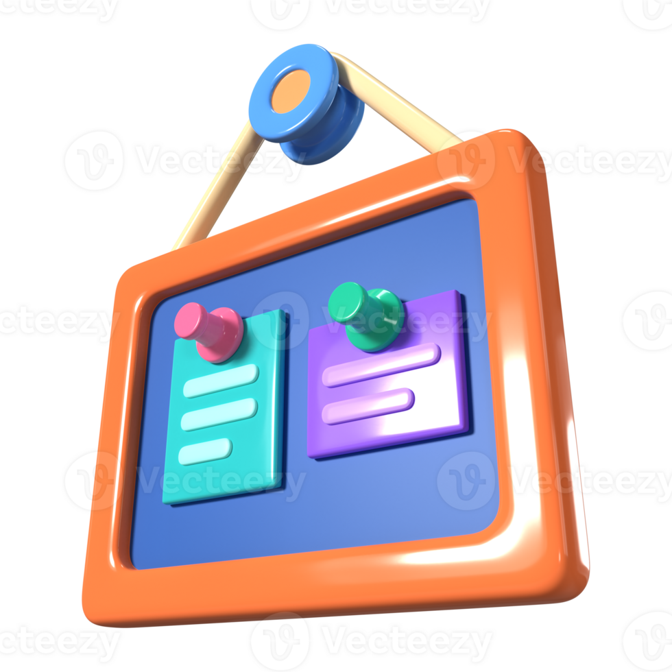 Bulletin Board 3D Illustration Icon png