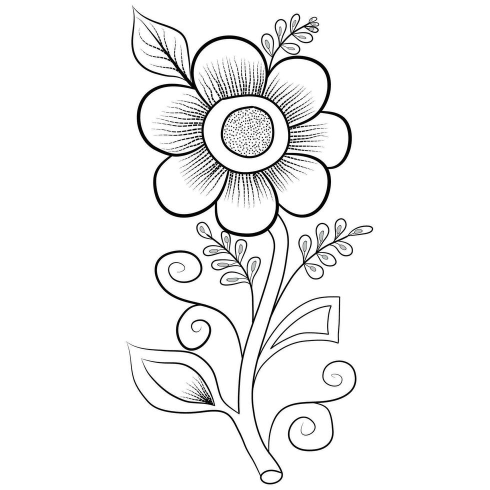 línea Arte flor dibujo, línea Arte flor vector, línea Arte flor diseño vector