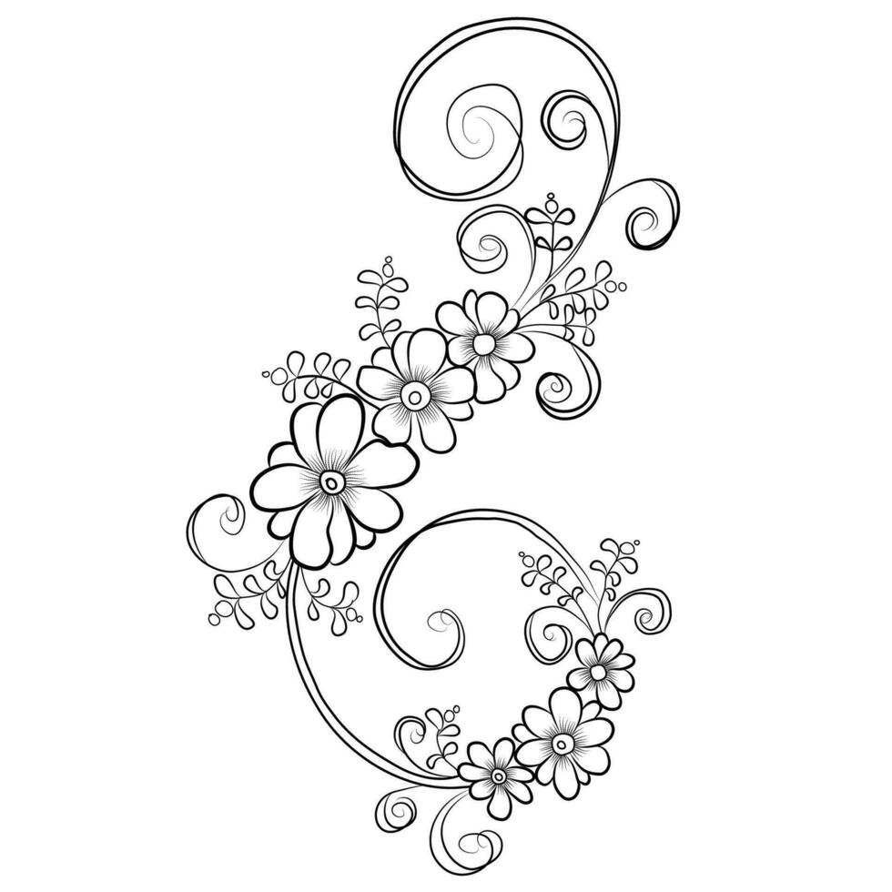 line art flower drawing, line art flower vector, line art flower design vector