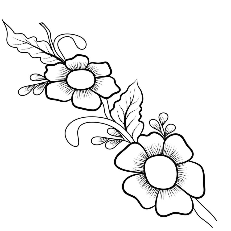 línea Arte flor dibujo, línea Arte flor vector, línea Arte flor diseño vector